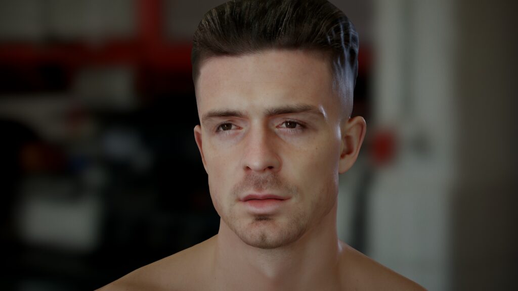 Virtual Production. Photorealistic Render of footballer Jack Grealish, scanned using Repronauts mobile 3d scanning system.