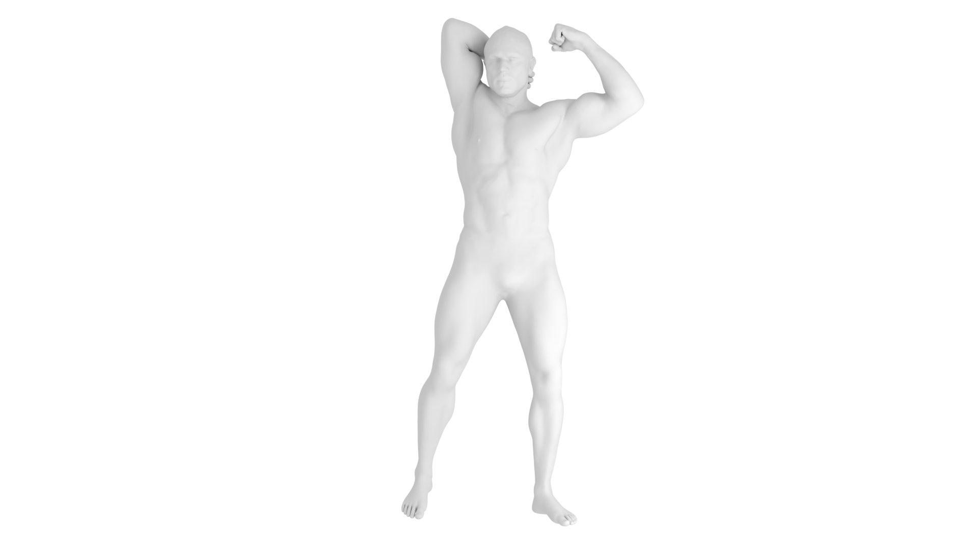 Mannequin Production. Athlete 3D Scanned flexing biceps. 3D Scanned at Repronauts' photogrammetry studio, London, UK. 