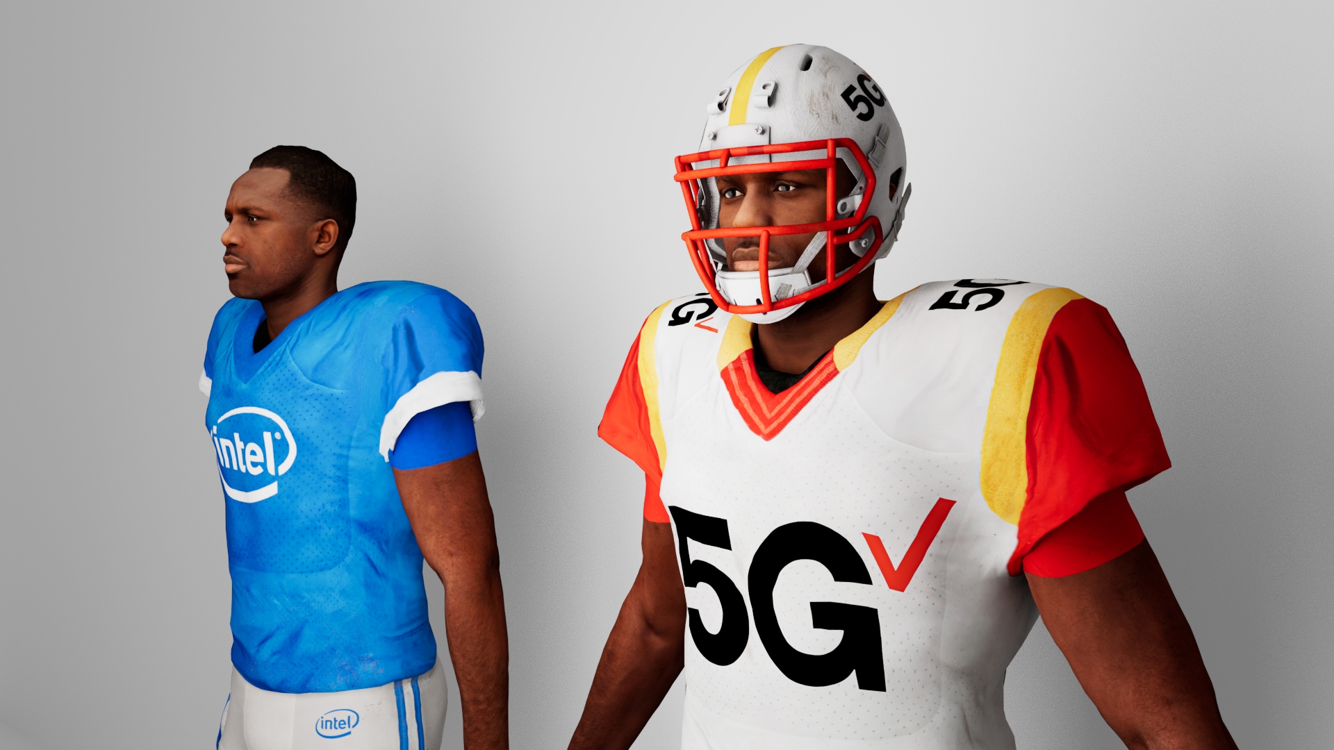 Virtual Production. 3D Modelled American Football Players
