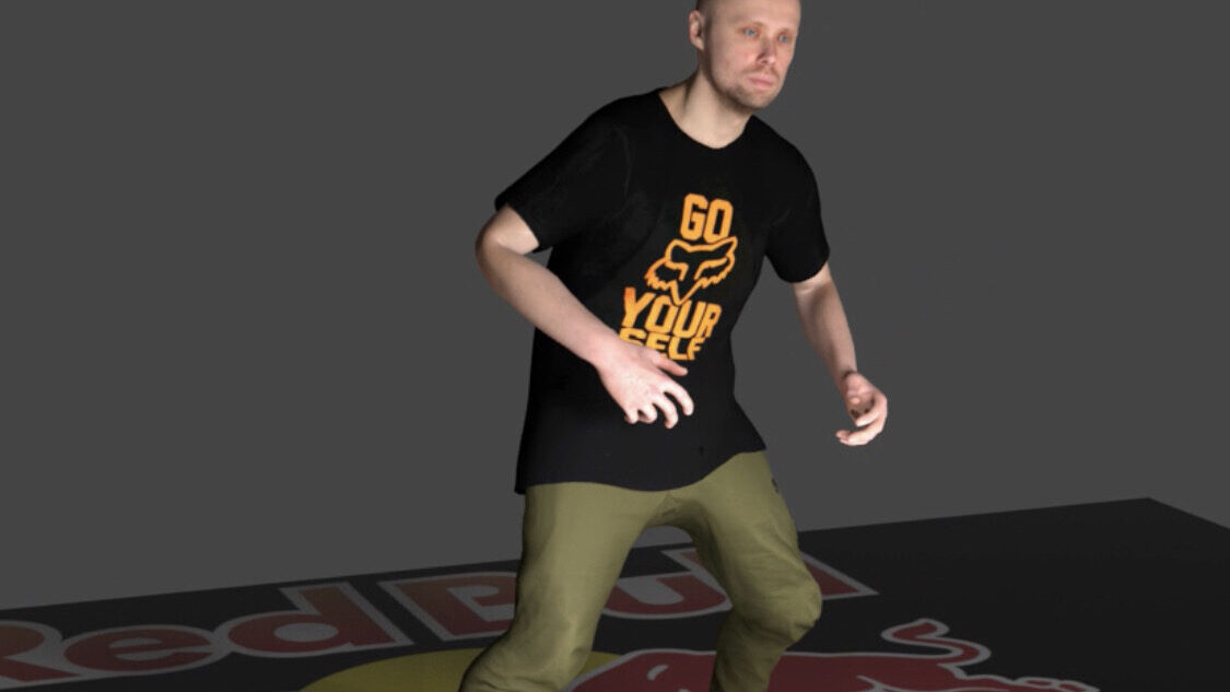 Virtual Charactcer Production. Breakdancer Killer Kolya. 3D Scanned using Repronauts mobile photogrammetry rig. 
